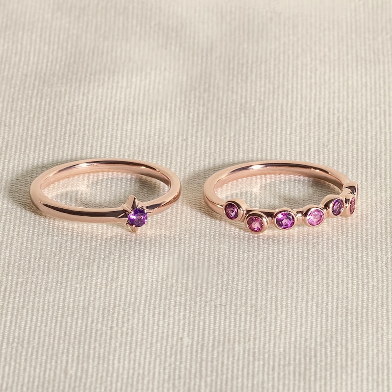 Main Image 4 of Juliette Maison Natural Amethyst & Natural Aquamarine Ring 10K Yellow Gold
