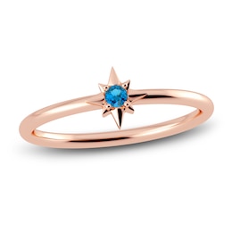 Juliette Maison Natural Blue Zircon Starburst Ring 10K Rose Gold