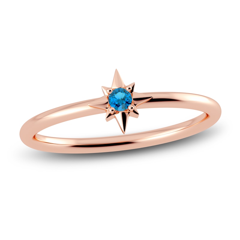 Main Image 1 of Juliette Maison Natural Blue Zircon Starburst Ring 10K Rose Gold