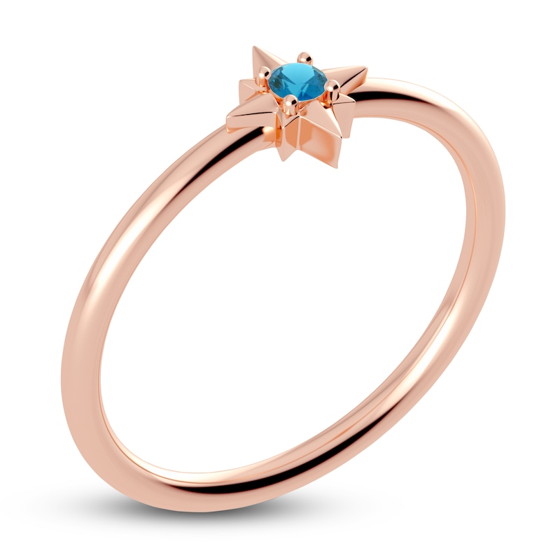 Main Image 2 of Juliette Maison Natural Blue Zircon Starburst Ring 10K Rose Gold