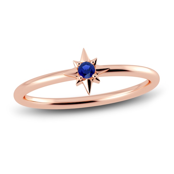 Juliette Maison Natural Blue Sapphire Starburst Ring 10K Rose Gold