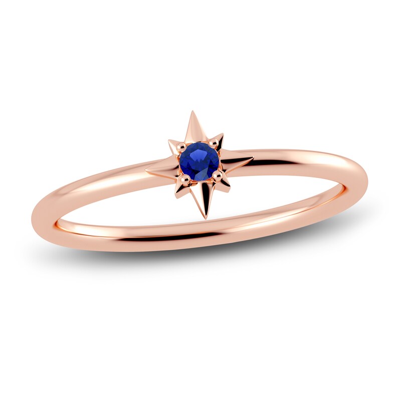 Main Image 1 of Juliette Maison Natural Blue Sapphire Starburst Ring 10K Rose Gold
