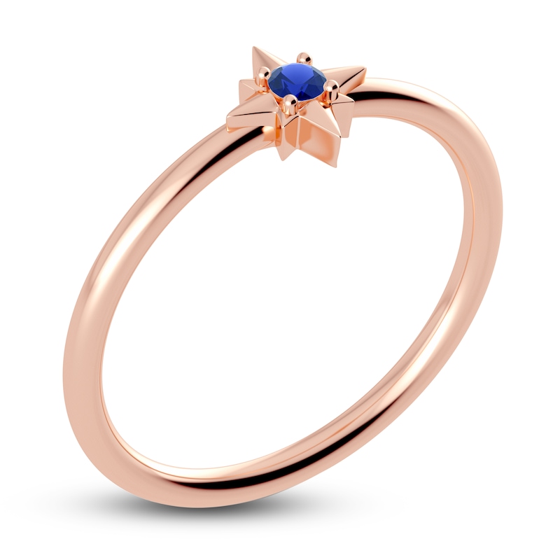 Main Image 2 of Juliette Maison Natural Blue Sapphire Starburst Ring 10K Rose Gold