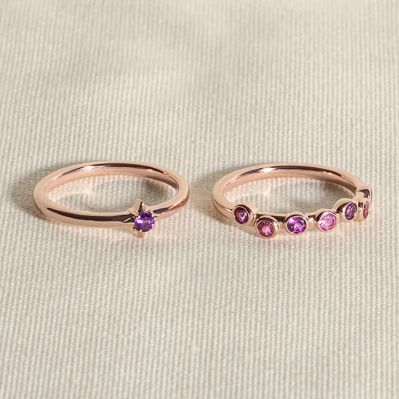 Main Image 4 of Juliette Maison Natural Blue Sapphire Starburst Ring 10K Rose Gold