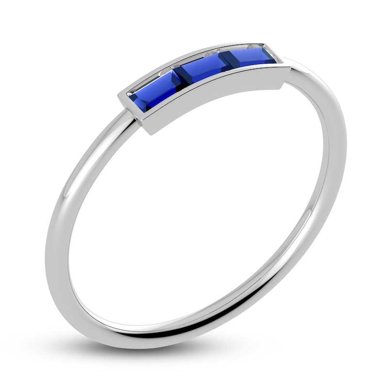 Main Image 2 of Juliette Maison Natural Blue Sapphire Baguette Bar Ring 10K White Gold