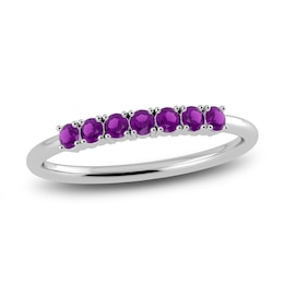 Juliette Maison Natural Amethyst Half Eternity Ring 10K White Gold