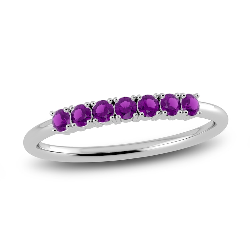 Main Image 1 of Juliette Maison Natural Amethyst Half Eternity Ring 10K White Gold