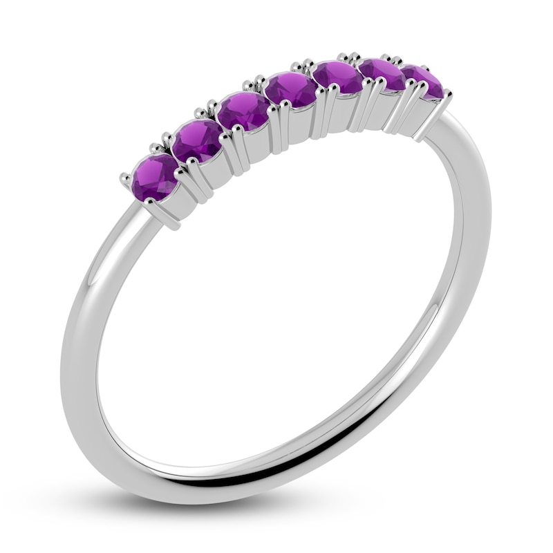 Main Image 2 of Juliette Maison Natural Amethyst Half Eternity Ring 10K White Gold