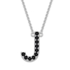 Thumbnail Image 1 of Juliette Maison Black Diamond Station Name Necklace 1/4 ct tw Round 10K White Gold