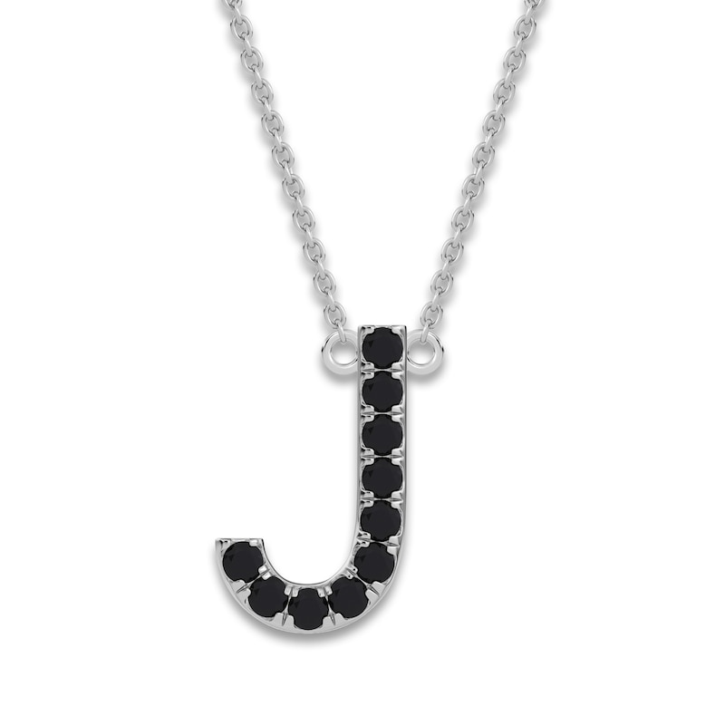 Main Image 1 of Juliette Maison Black Diamond Station Name Necklace 1/4 ct tw Round 10K White Gold