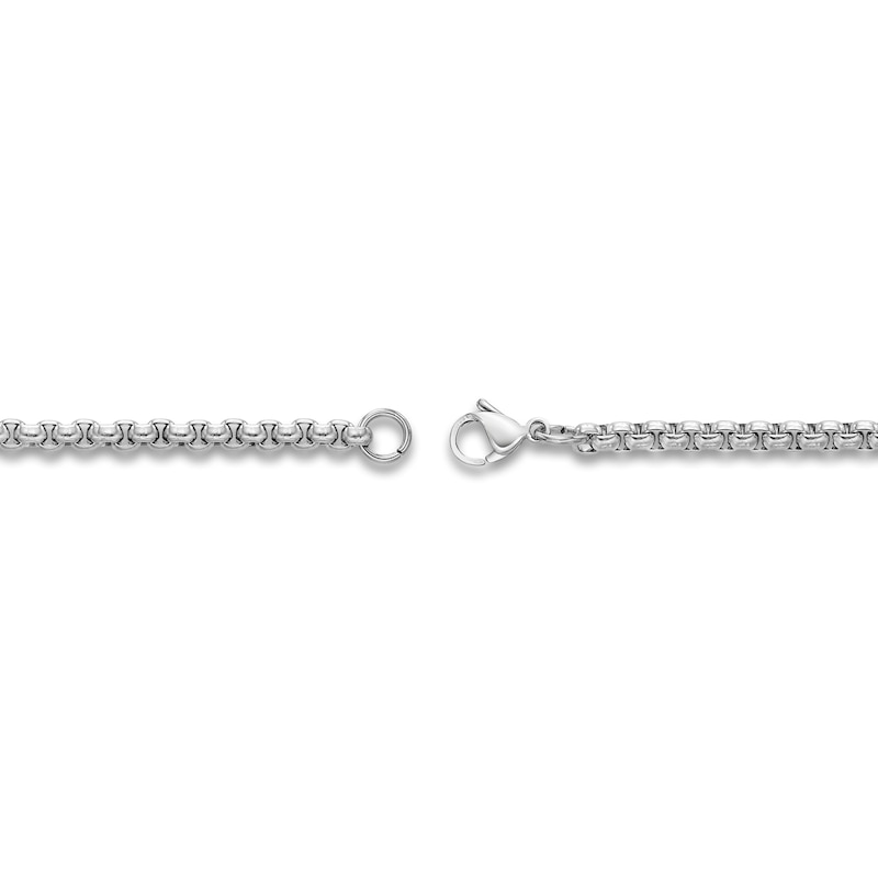 Main Image 3 of Men's Solid Box Chain Necklace Stainless Steel 24" 3mm