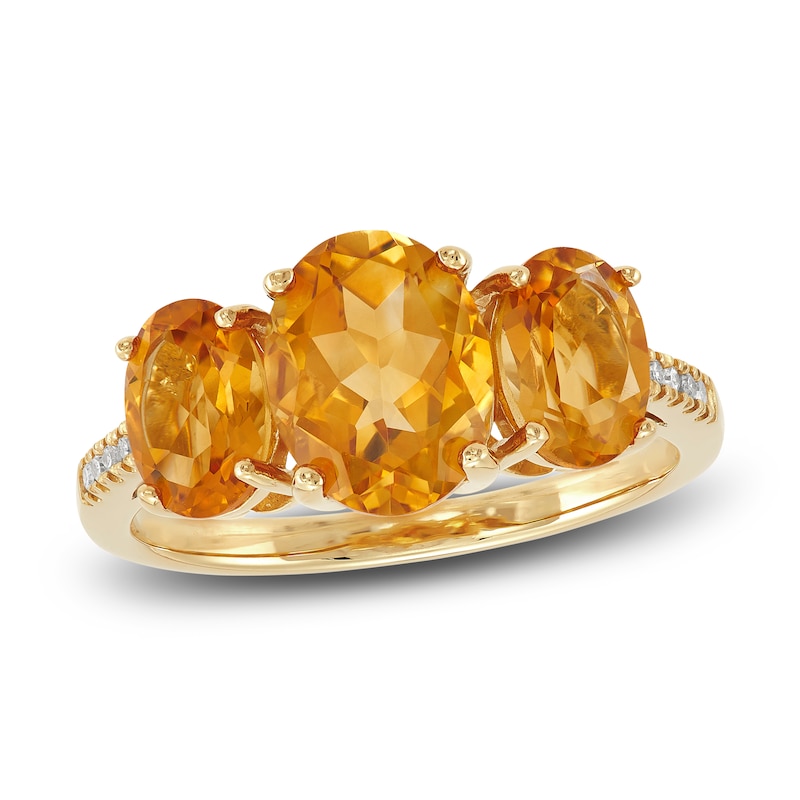 Natural Citrine Ring 1/20 ct tw Diamonds 10K Yellow Gold