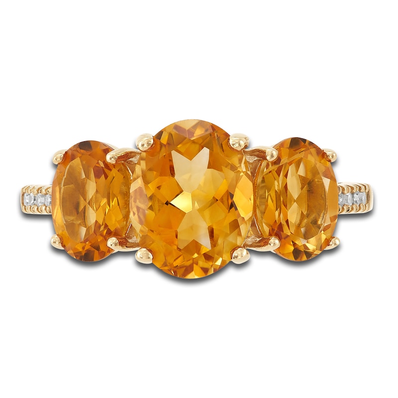 Main Image 3 of Natural Citrine Ring 1/20 ct tw Diamonds 10K Yellow Gold