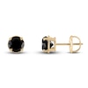 Thumbnail Image 1 of Black Diamond Solitaire Stud Earrings 1 ct tw Round 10K Yellow Gold