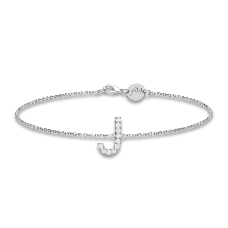 Juliette Maison Diamond Station Name Bracelet 1/8 ct tw Round 10K White Gold