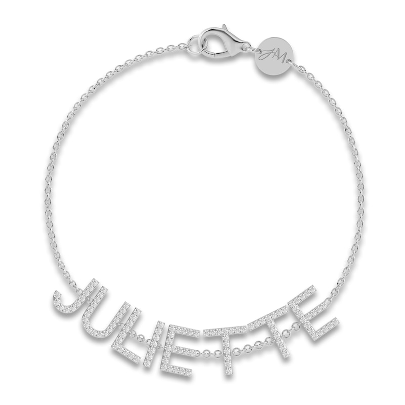 Juliette Maison Diamond Station Name Bracelet 1/8 ct tw Round 10K White Gold