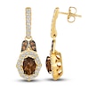 Le Vian Natural Chocolate Quartz Earrings 7/8 ct tw Diamonds Round 14K Honey Gold