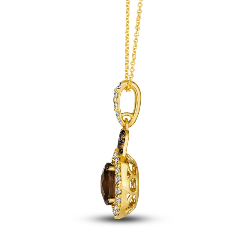 Main Image 2 of Le Vian Natural Chocolate Quartz Pendant Necklace 3/8 ct tw Diamonds Round 14K Honey Gold 18"