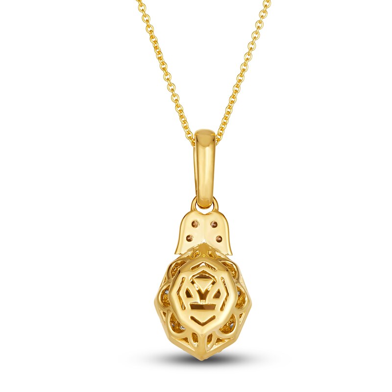 Main Image 3 of Le Vian Natural Chocolate Quartz Pendant Necklace 3/8 ct tw Diamonds Round 14K Honey Gold 18"