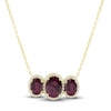 Thumbnail Image 1 of Natural Rhodolite Garnet Necklace 1/4 ct tw Diamonds 10K Yellow Gold 18"