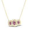 Thumbnail Image 3 of Natural Rhodolite Garnet Necklace 1/4 ct tw Diamonds 10K Yellow Gold 18"