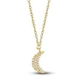 Shy Creation Moon Necklace Diamond Accents 14K Yellow Gold 18" SC55002688