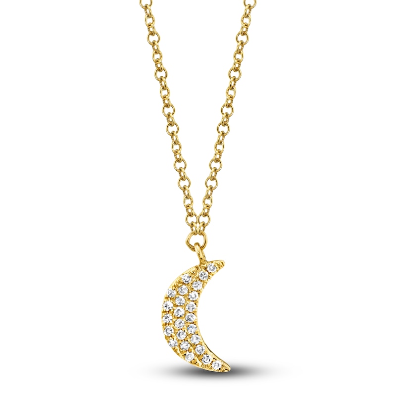 Main Image 1 of Shy Creation Moon Necklace Diamond Accents 14K Yellow Gold 18" SC55002688