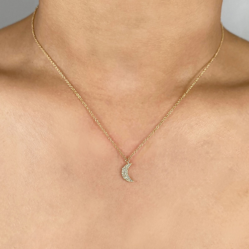 Main Image 4 of Shy Creation Moon Necklace Diamond Accents 14K Yellow Gold 18" SC55002688
