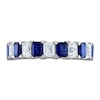 Thumbnail Image 2 of Vera Wang WISH Emerald-Cut Blue Sapphire & Diamond Wedding Band 1-1/4 ct tw 14K White Gold