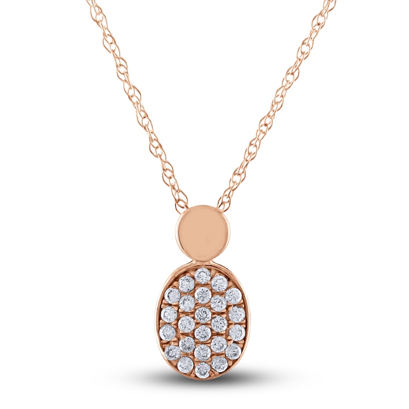 Main Image 1 of Diamond Pendant Necklace 1/10 ct tw Round 10K Rose Gold 18"