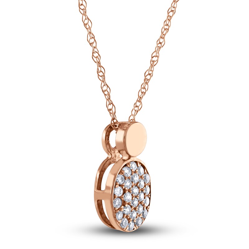 Main Image 2 of Diamond Pendant Necklace 1/10 ct tw Round 10K Rose Gold 18"