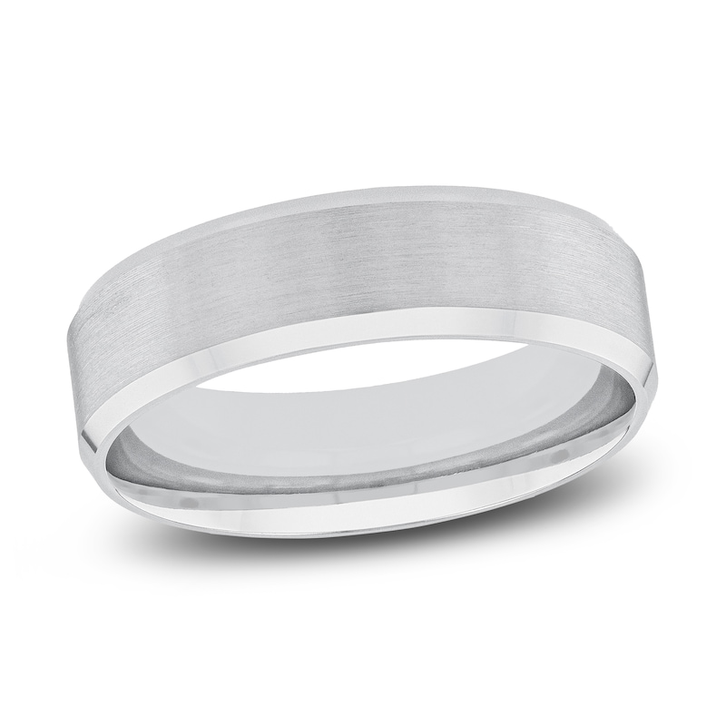 Main Image 1 of Men's Beveled Edge Wedding Band 14K White Gold