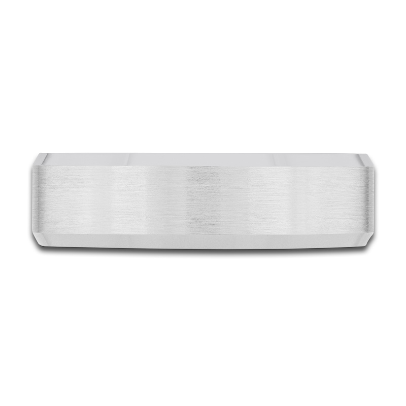 Main Image 3 of Men's Beveled Edge Wedding Band 14K White Gold