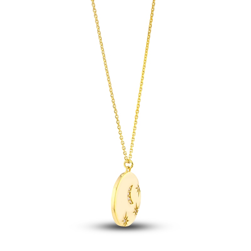 Main Image 2 of Moon & Star Necklace Diamond Accents 14K Yellow Gold 18"
