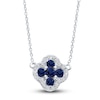 Thumbnail Image 1 of Kallati Round-Cut Natural Blue Sapphire Necklace 1/8 ct tw Diamonds 14K White Gold 18"