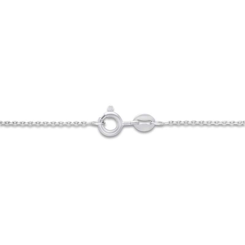 Main Image 3 of Kallati Round-Cut Natural Blue Sapphire Necklace 1/8 ct tw Diamonds 14K White Gold 18"