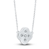 Thumbnail Image 4 of Kallati Round-Cut Natural Blue Sapphire Necklace 1/8 ct tw Diamonds 14K White Gold 18"
