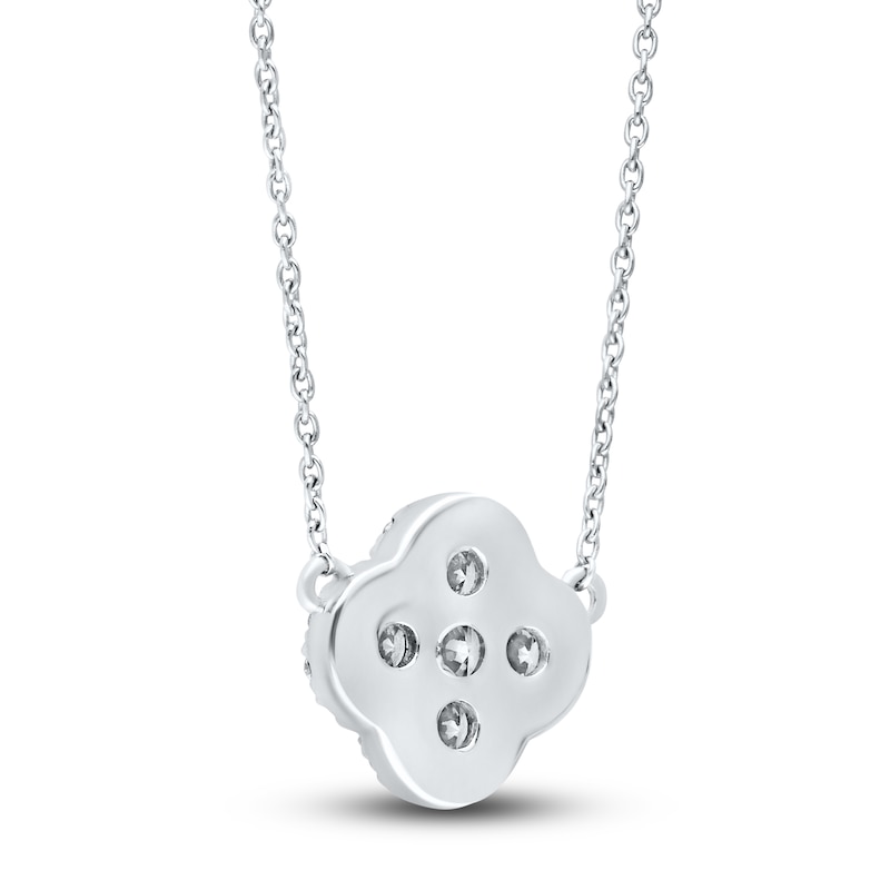 Main Image 4 of Kallati Round-Cut Natural Blue Sapphire Necklace 1/8 ct tw Diamonds 14K White Gold 18"