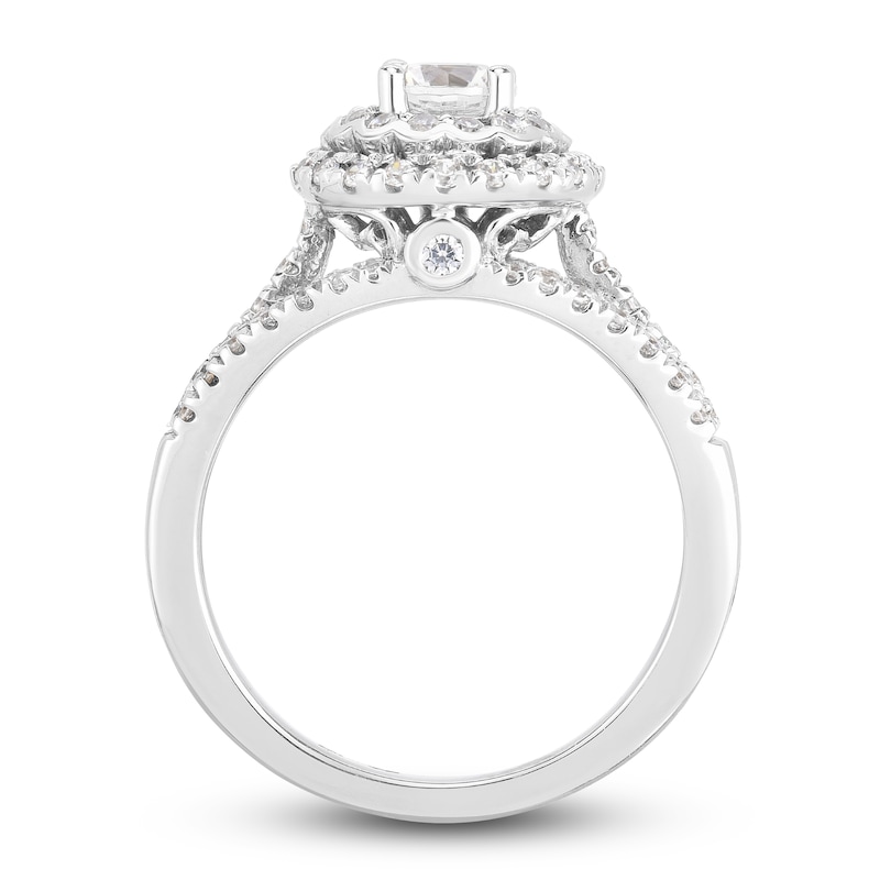 Main Image 3 of Diamond Halo Engagement Ring 1-1/10 ct tw Round 14K White Gold