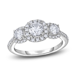 Diamond 3-Stone Engagement Ring 1 ct tw Round 14K White Gold