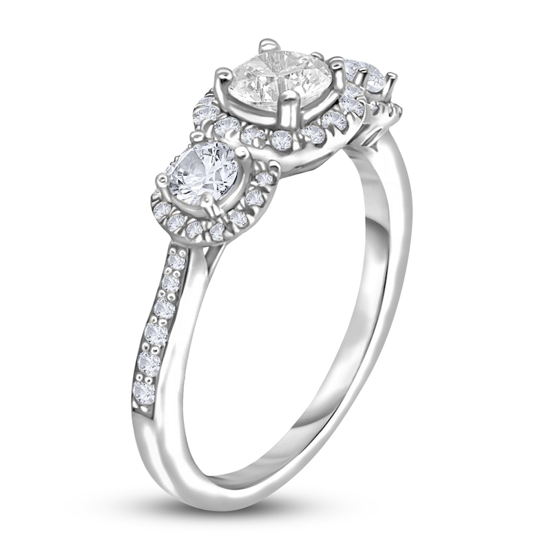 Main Image 2 of Diamond 3-Stone Engagement Ring 1 ct tw Round 14K White Gold
