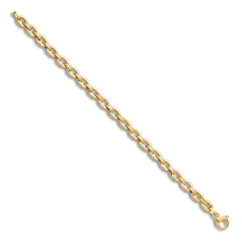 Main Image 2 of Textured Link Chain Bracelet 14K Yellow Gold 7.5&quot;