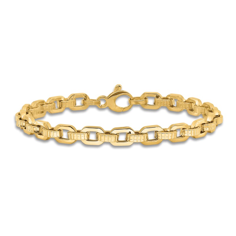 Main Image 3 of Textured Link Chain Bracelet 14K Yellow Gold 7.5&quot;