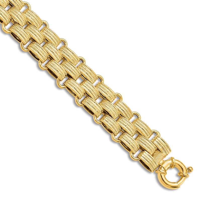 Men's Woven Link Chain Bracelet 14K Yellow Gold 8"