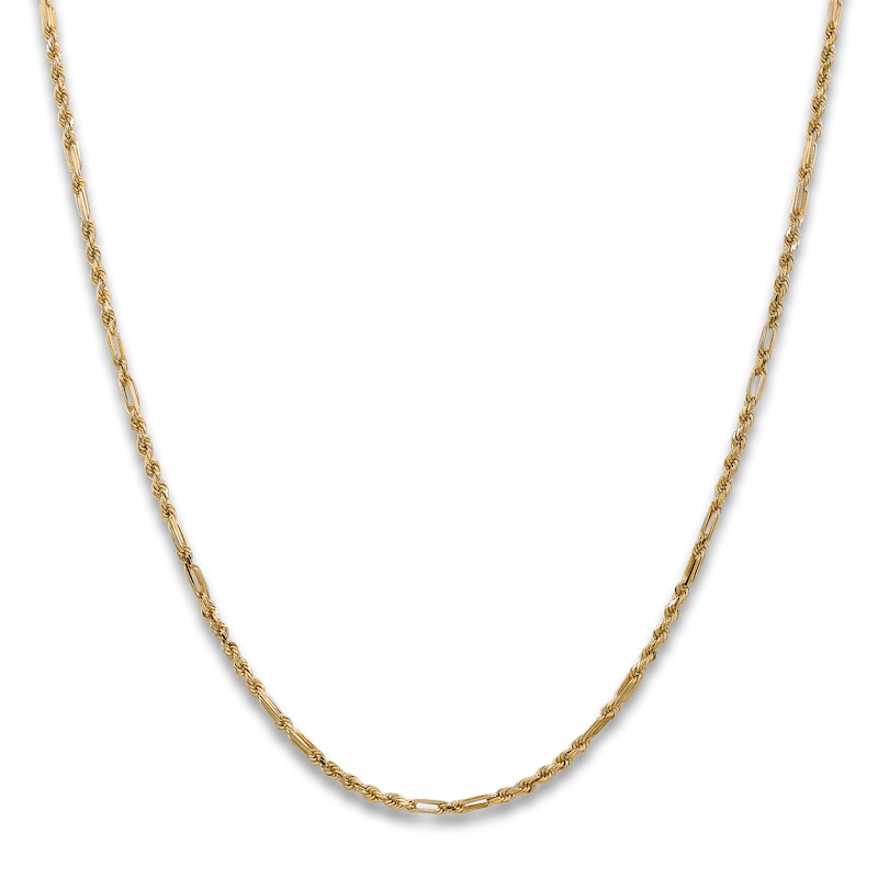 Main Image 2 of Diamond-Cut Solid Rope Chain Necklace 14K Yellow Gold 18" 2.5mm