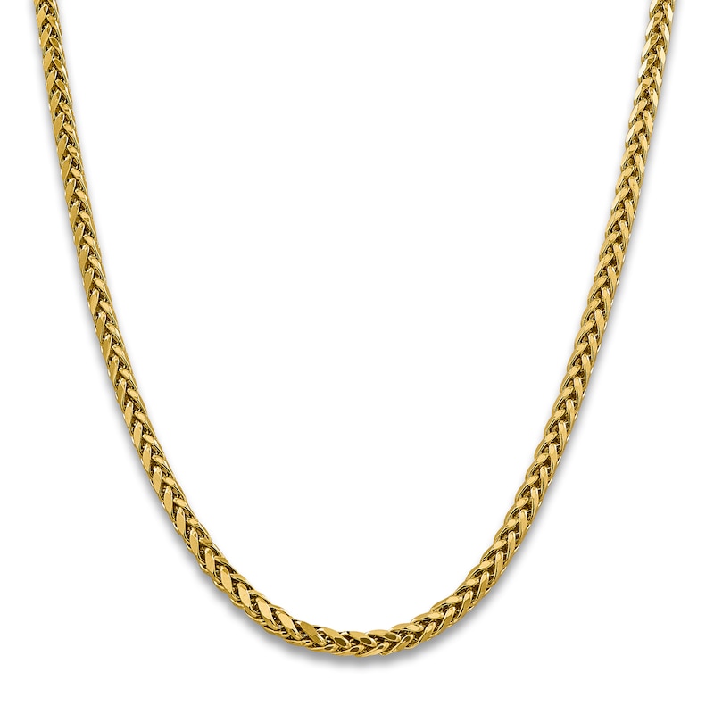 Main Image 2 of Semi-Solid Round Wheat Chain Necklace 14K Yellow Gold 24" 5mm