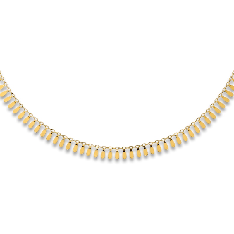 Fancy Mirror Chain Necklace 14K Yellow Gold 17.25"