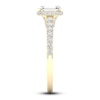 Thumbnail Image 3 of Diamond Engagement Ring 1-1/2 ct tw Round/Emerald 14K Yellow Gold