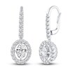 Thumbnail Image 0 of Certified Lab-Created Diamond Halo Dangle Earrings 2-1/2 ct tw Oval/Round 14K White Gold