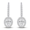 Certified Lab-Created Diamond Halo Dangle Earrings 2-1/2 ct tw Oval/Round 14K White Gold